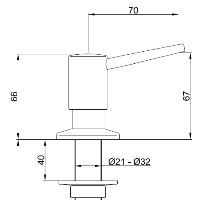 verchromter Untertisch Seifenspender, Modell 832